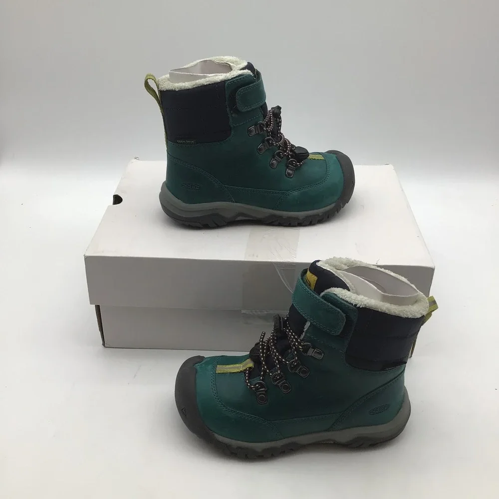 Keen Kanibou WP Kids Winter Boots Deep Lagoon Jazzy Green Waterproof Size 11 NEW